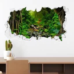 Nature Wall Sticker - Tropical Jungle With Stream Broken Decal Home Decor Art - thumbnail 1