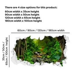 Nature Wall Sticker - Tropical Jungle With Stream Broken Decal Home Decor Art - thumbnail 2