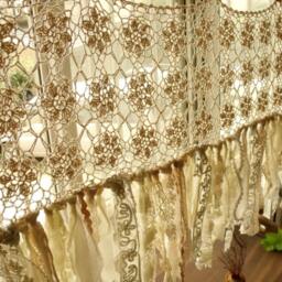 Hand Crochet Boho Valance Curtain Shabby Chic Tassel Window Treatment - thumbnail 3