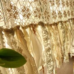 Hand Crochet Boho Valance Curtain Shabby Chic Tassel Window Treatment - thumbnail 2