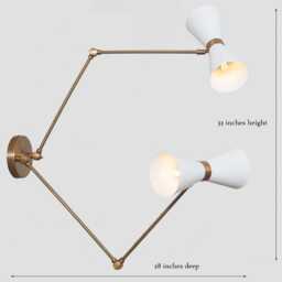 Mid Century Style Wall Lamp Handmade Double Shade Articulated Brass Sconce Light - thumbnail 3