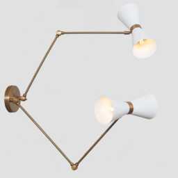 Mid Century Style Wall Lamp Handmade Double Shade Articulated Brass Sconce Light - thumbnail 2