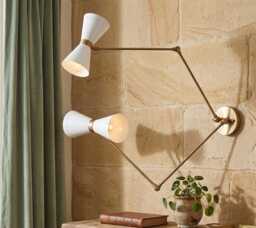 Mid Century Style Wall Lamp Handmade Double Shade Articulated Brass Sconce Light