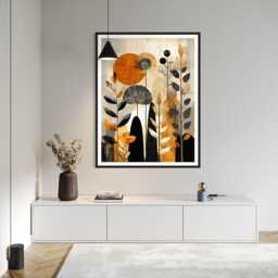 Abstract Autumn Branches Art Print Mid Century Modern Fall Wall Decor Neutral Orange Botanical Folliage Leaves Painting Seasonal Home - thumbnail 3