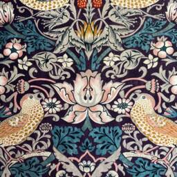 William Morris - Strawberry Thief Mulberry/Slate Velvet Fabric Cushion Cover Pillow - thumbnail 4