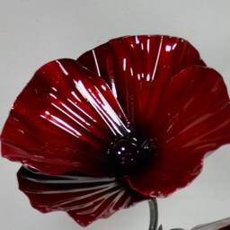 Handcrafted Red Poppy Sculpture Military Remembrance Gift Veteran's Day Metal Centrepiece Handmade Anniversary Present Army Navy Raf - thumbnail 2