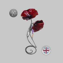 Handcrafted Red Poppy Sculpture Military Remembrance Gift Veteran's Day Metal Centrepiece Handmade Anniversary Present Army Navy Raf