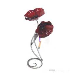 Handcrafted Red Poppy Sculpture Military Remembrance Gift Veteran's Day Metal Centrepiece Handmade Anniversary Present Army Navy Raf - thumbnail 4