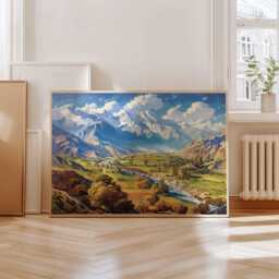 Afghanistan Landscape Poster Central Asia Travel Art Print - thumbnail 2