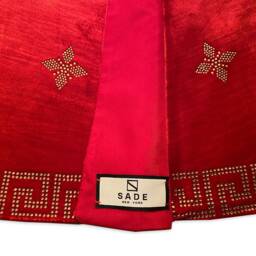 "Christmas Tree Skirt, Red Velvet Gold Or Silver Rhinestones, 20"" To 84" - thumbnail 4