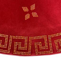 "Christmas Tree Skirt, Red Velvet Gold Or Silver Rhinestones, 20"" To 84" - thumbnail 3