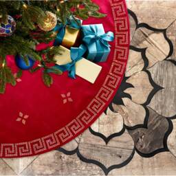 "Christmas Tree Skirt, Red Velvet Gold Or Silver Rhinestones, 20"" To 84"