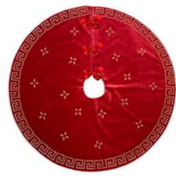 "Christmas Tree Skirt, Red Velvet Gold Or Silver Rhinestones, 20"" To 84" - thumbnail 2