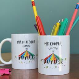 Teacher Personalised Shaping The Future Ceramic Pen Pot - Teachers Gift Desk Tidy Marking Like A Boss Thank You Gift - thumbnail 3
