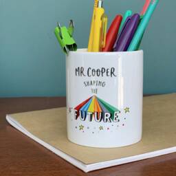 Teacher Personalised Shaping The Future Ceramic Pen Pot - Teachers Gift Desk Tidy Marking Like A Boss Thank You Gift - thumbnail 2