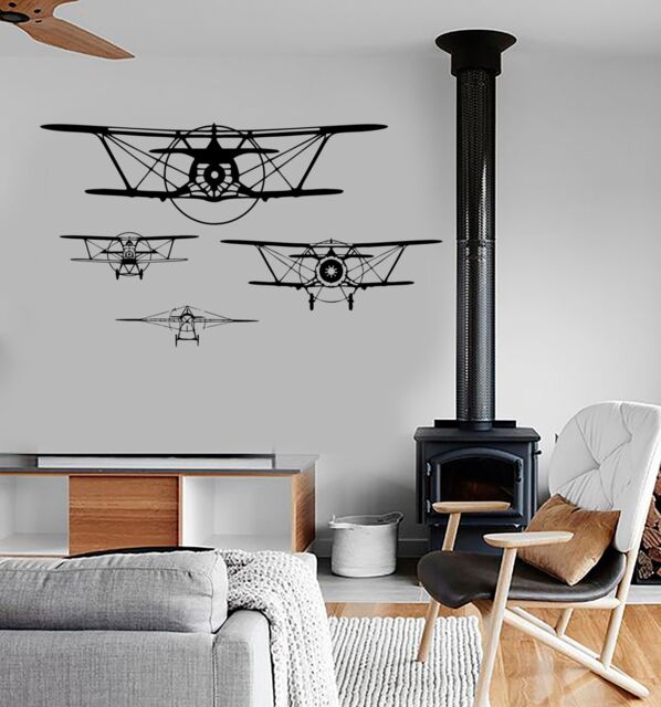 Wall Vinyl Decal Airplane Retro Jet Air Force Military Mural Decor 1680Dz - image 1