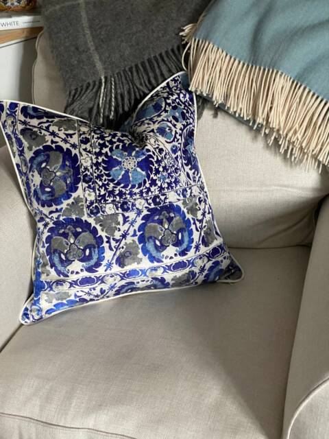 Andrew Martin Fabric Designer Piped Cushion Cover Made To Order Iznik Cobalt 45cm - image 1