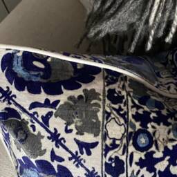Andrew Martin Fabric Designer Piped Cushion Cover Made To Order Iznik Cobalt 45cm - thumbnail 3