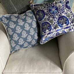 Andrew Martin Fabric Designer Piped Cushion Cover Made To Order Iznik Cobalt 45cm - thumbnail 2