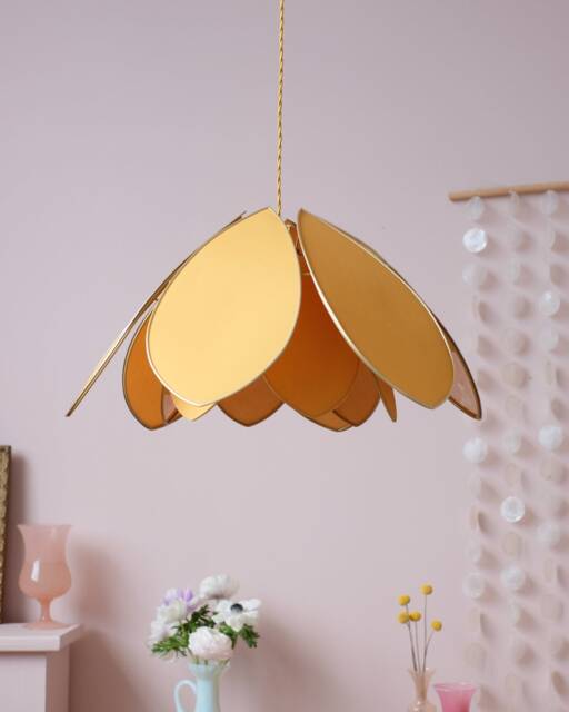 Double Flower Pendant Light - Honey - image 1