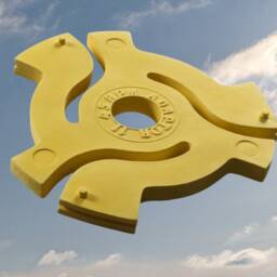 Yellow 45 Adapter Sculpture, Handmade Pop Art Wall Decor - thumbnail 2