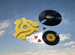Yellow 45 Adapter Sculpture, Handmade Pop Art Wall Decor