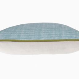 Soft Linen Cushion Made Of 100% Organic Linen, in Turquoise & Beige, As Desired, With Green Or Yellow Zipper - thumbnail 3
