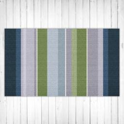 Printed Linoleum Rug - Strips in Green, Blue & Grey. Art Mat, Printed PVC Carpets - thumbnail 2