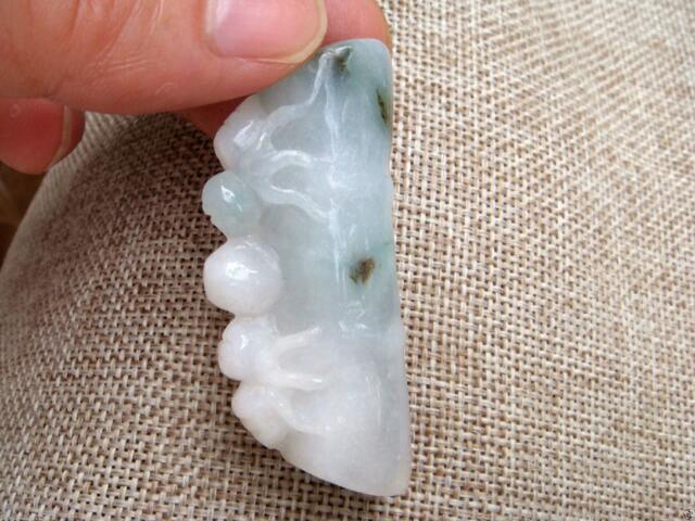 Certified - A Cargo Bamboo, Spider, Pearl, Moss On Snow Jadeite Pendant - image 1