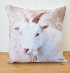 Goat Cushion, Water Colour Splatter Print By UK Artists, Choice Of Cover Only Or With Pad - thumbnail 1