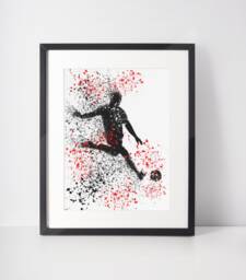 Footballer Print Red & White, Teenage Boy Room Decor, Teen Gift, Soccer Wall Art For Teens, A5, A4, A3