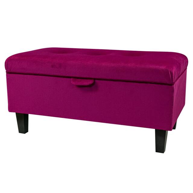 Handmade Pink Berry Velvet 70cm Buttoned Storage Ottoman - Monaco Fabric Bespoke British Made - image 1