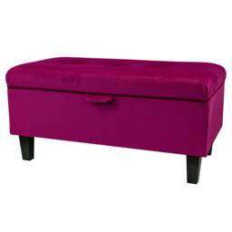 Handmade Pink Berry Velvet 70cm Buttoned Storage Ottoman - Monaco Fabric Bespoke British Made