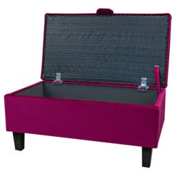 Handmade Pink Berry Velvet 70cm Buttoned Storage Ottoman - Monaco Fabric Bespoke British Made - thumbnail 2