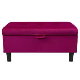 Handmade Pink Berry Velvet 70cm Buttoned Storage Ottoman - Monaco Fabric Bespoke British Made - thumbnail 3