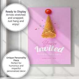 Pink Ice Cream Birthday Party Invitation Poster Canvas Wall Art Print Decor Picture Ready To Hang - thumbnail 3