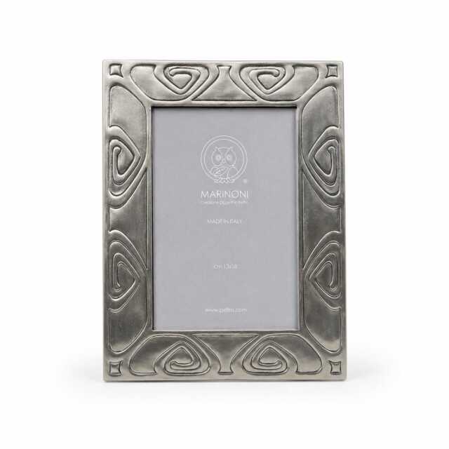 Art Nouveau Cast Pewter 5x7 Photo Frame, Italian Handcrafted Picture Display, Luxury Desktop 10Th Anniversary Tin, Wedding Gift - image 1