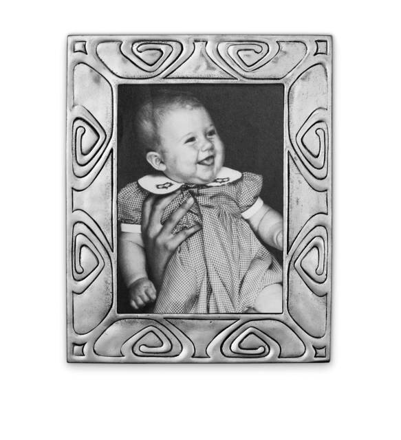Art Nouveau Cast Pewter 5x7 Photo Frame, Italian Handcrafted Picture Display, Luxury Desktop 10Th Anniversary Tin, Wedding Gift - image 1