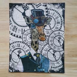Steampunk Giraffe Painting Original Art, Steampunk Decor Print Animal Artwork, Funny Wall Art Poster, Monocle - thumbnail 2