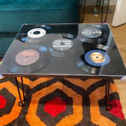 Handmade Vinyl Record Table Bespoke Music Lover Gift - 35cm X 44cm - thumbnail 3