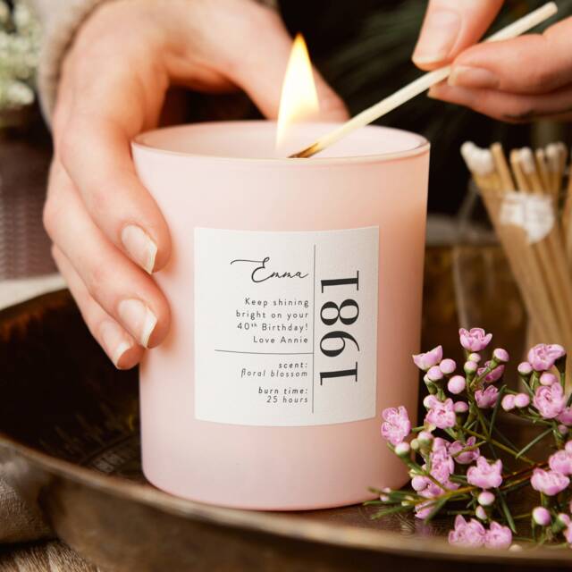 40Th Birthday Gift For Friend - Scented Personalised Candle - image 1