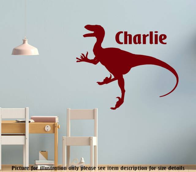 Personalized T-Rex Dinosaur Wall Decal, Custom Name Vinyl Sticker For Kids Bedroom Nursery Decor - image 1