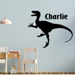 Personalized T-Rex Dinosaur Wall Decal, Custom Name Vinyl Sticker For Kids Bedroom Nursery Decor - thumbnail 2