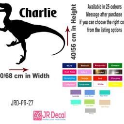 Personalized T-Rex Dinosaur Wall Decal, Custom Name Vinyl Sticker For Kids Bedroom Nursery Decor - thumbnail 4
