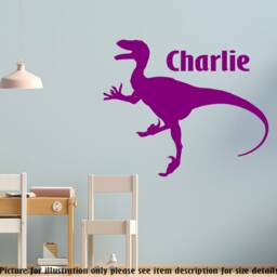 Personalized T-Rex Dinosaur Wall Decal, Custom Name Vinyl Sticker For Kids Bedroom Nursery Decor - thumbnail 3