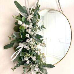Gold Floral Mirror Eucalyptus & Lily Of The Valley Wall Decor - thumbnail 3