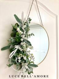 Gold Floral Mirror Eucalyptus & Lily Of The Valley Wall Decor - thumbnail 1