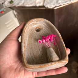 Rustic Small Ceramic Wall Hanging With Budvase, Terracotta Finish Altar 10 cm, Sconce - thumbnail 4