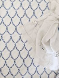 Rifle Paper Co. Crib Sheet Blue White Trellis Floral Baby Bedding Fitted Elastic Soft Cotton Sheets - thumbnail 1