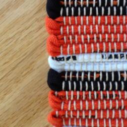 "Black, Orange & White Cotton Rug, 52 1/4"" L X 27 1/2" - thumbnail 2